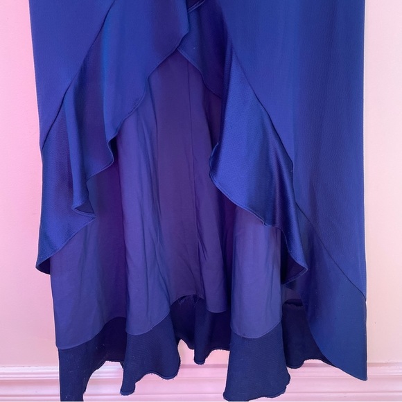 Aidan Mattox navy blue satin evening gown / prom dress size 4 - Picture 7 of 15